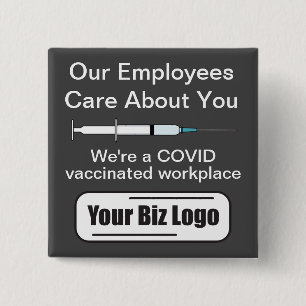 COVID Vacced Workplace Dark Background Button