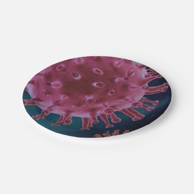 Covid-Virus-Biologie Pappteller (Schrägansicht)