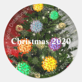Covid Weihnachten 2020 covid Molekül ornamants Runder Aufkleber