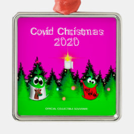 Covid Weihnachten lustige maskierte Weihnachtsbäum Ornament Aus Metall