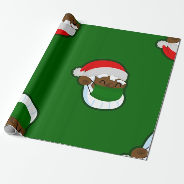 covider Weihnachtsmaske mit schwarzem Santa Geschenkpapier (Ungerollt)