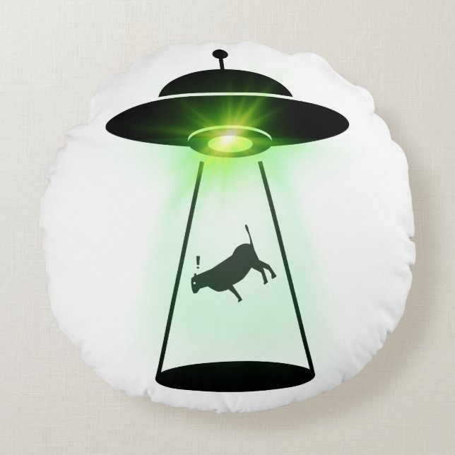 Cow Abduction Rundes Kissen (Vorderseite)