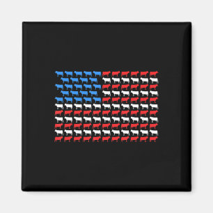 Cow American Flag July 4th Farmer Cattle USA Heife Magnet