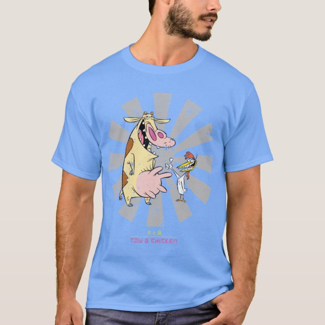 Cow And Chicken Retro Japanese friend T-Shirt (Vorderseite)