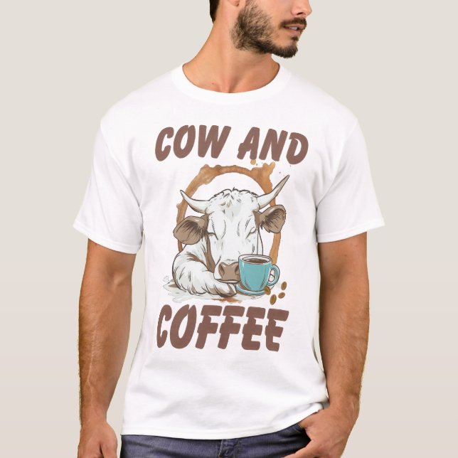 Cow and Coffee Png, Funny Western Girl T-Shirt (Vorderseite)