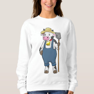 Cow as Farmer with Pitchfork Sweatshirt