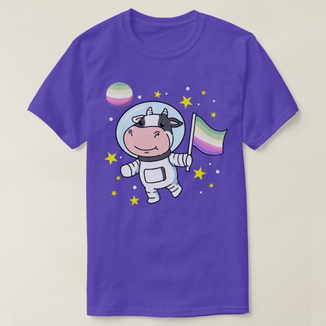 Cow Astronaut Genderfae Pride  T-Shirt (Design vorne)
