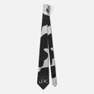Cow Black and White Print Tie Krawatte