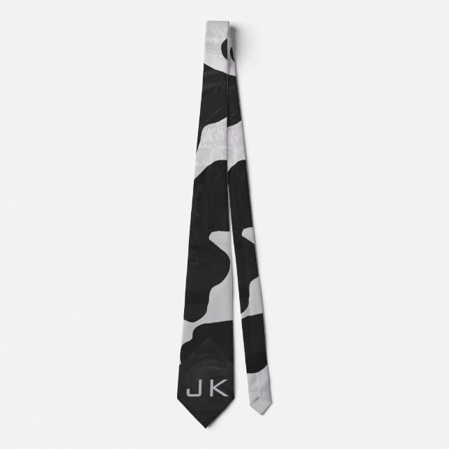 Cow Black and White Print Tie Krawatte (Vorderseite)
