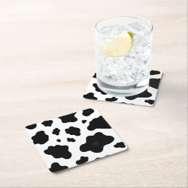 Cow Black White Spots Fur Rechteckiger Pappuntersetzer