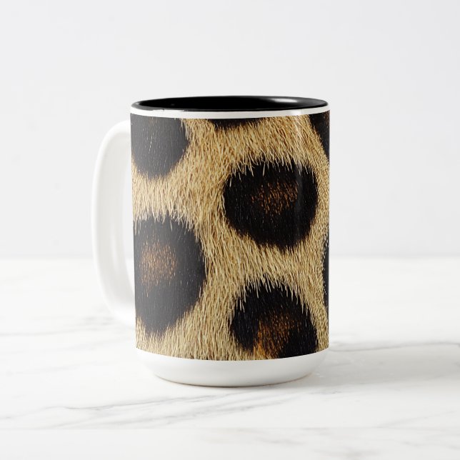 Cow Black White Spots Fur Zweifarbige Tasse (Vorderseite Links)