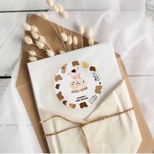 Cow Boho Babydusche Runder Aufkleber