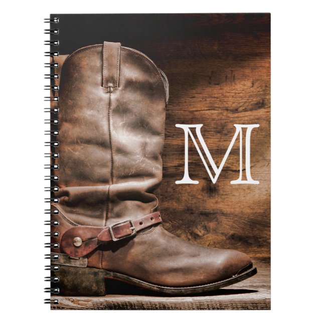 Cow Boy Boots Spur Coun Monogram, erstes Notenbuch Notizblock (Vorderseite)
