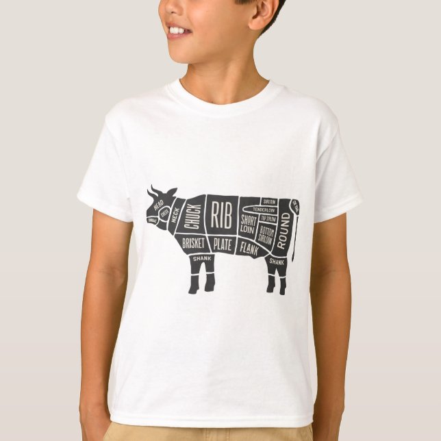 Cow Butcher Chart T-Shirt (Vorderseite)