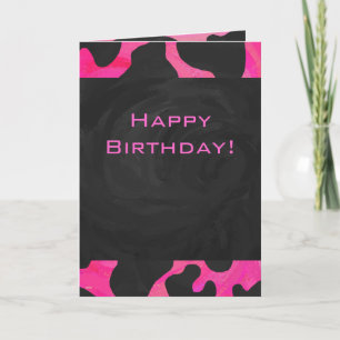 Cow Cow Hot Pink und Black Print Karte