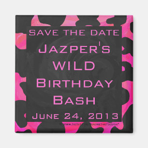 Cow Cow Hot Pink und Black Print Magnet