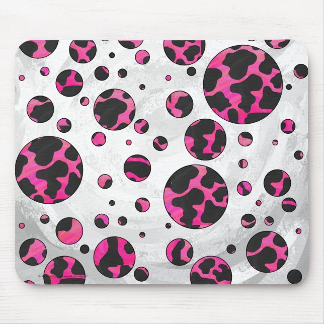 Cow Cow Hot Pink und Black Print Mousepad (Vorne)