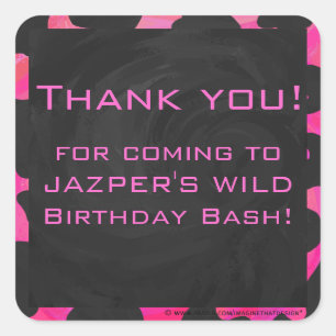 Cow Cow Hot Pink und Black Print Quadratischer Aufkleber