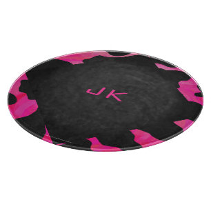 Cow Cow Hot Pink und Black Print Schneidebrett