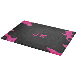 Cow Cow Hot Pink und Black Print Schneidebrett
