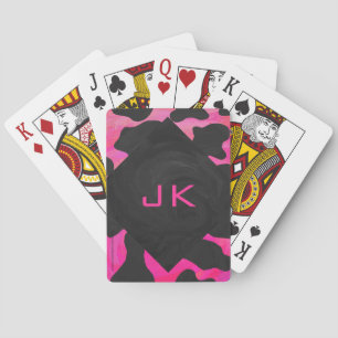 Cow Cow Hot Pink und Black Print Spielkarten