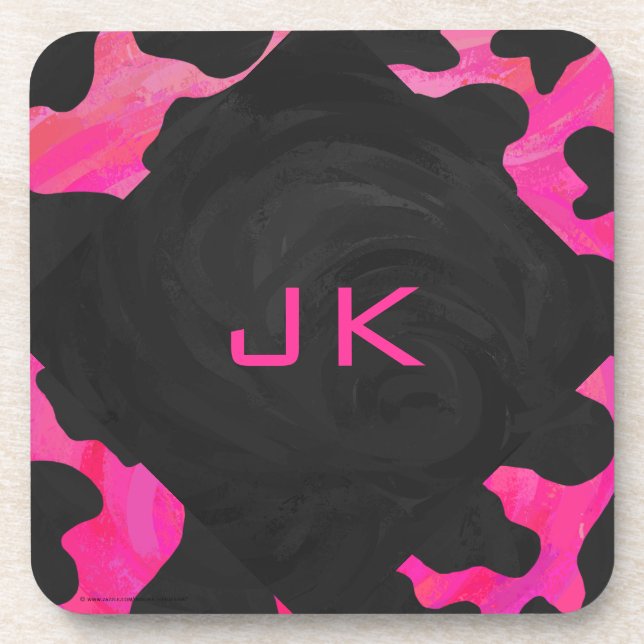 Cow Cow Hot Pink und Black Print Untersetzer (Vorderseite)