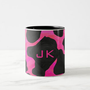 Cow Cow Hot Pink und Black Print Zweifarbige Tasse