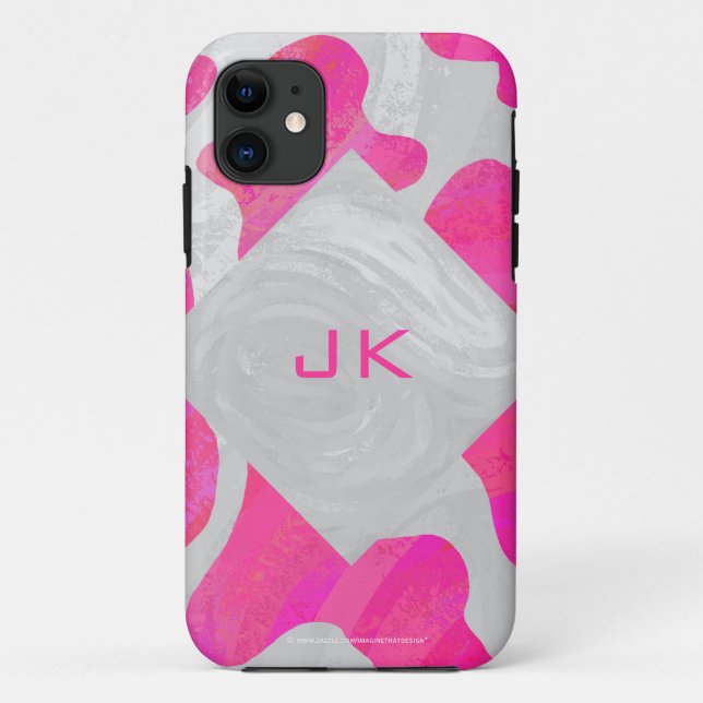 Cow Cow Hot Pink und White Print Case-Mate iPhone Hülle (Rückseite)