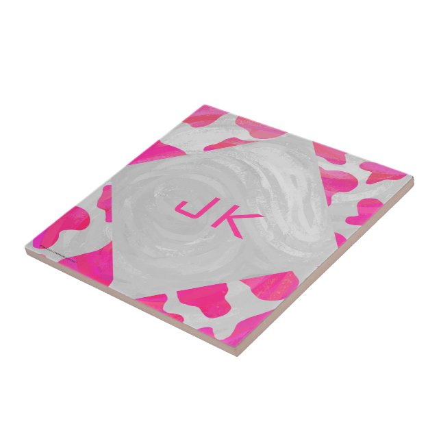 Cow Cow Hot Pink und White Print Fliese (Seite)