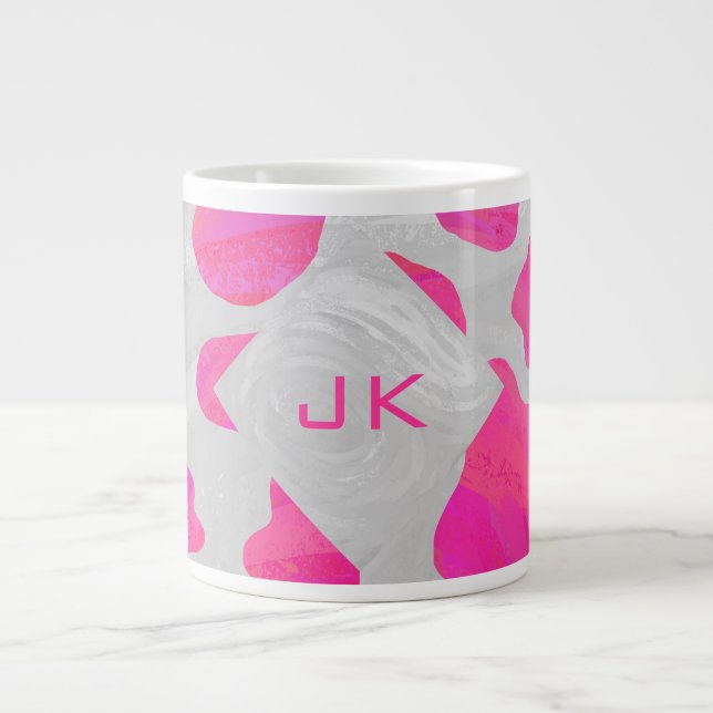 Cow Cow Hot Pink und White Print Jumbo-Tasse (Vorderseite)