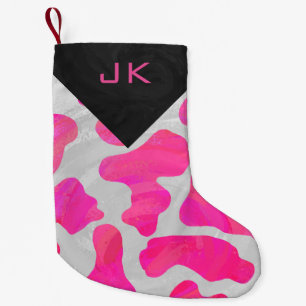 Cow Cow Hot Pink und White Print Muster Kleiner Weihnachtsstrumpf