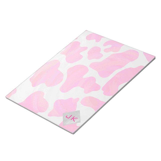 Cow Cow Hot Pink und White Print Notizblock (angewinkelt)