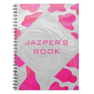 Cow Cow Hot Pink und White Print Notizblock