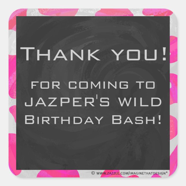 Cow Cow Hot Pink und White Print Quadratischer Aufkleber (Vorderseite)