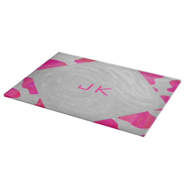 Cow Cow Hot Pink und White Print Schneidebrett (Ecke)