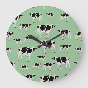 Cow Farm Animal Pattern  Große Wanduhr
