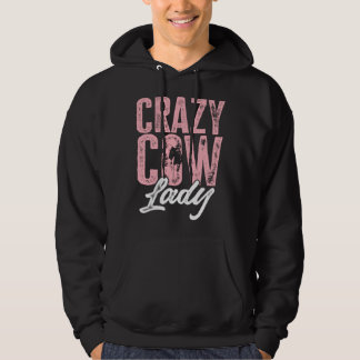 Cow Farm Animals Crazy Cow Lady Hoodie