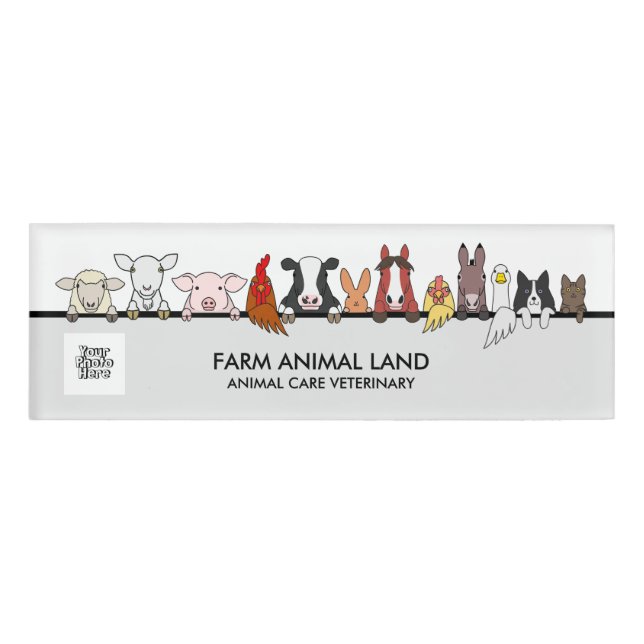 Cow Farm Animals Vet Logo Pet Namenschild (Vorderseite)