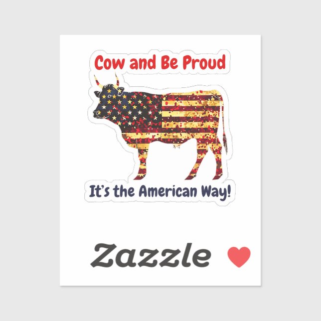 Cow Flag Amerika Aufkleber (Blatt)