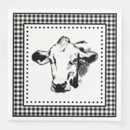 Cow Gingham Farmhouse Serviette