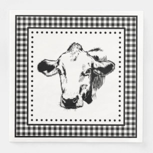 Cow Gingham Farmhouse Serviette