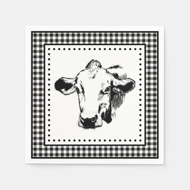 Cow Gingham Farmhouse Serviette (Vorderseite)