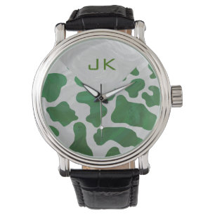 Cow Green und White Monogram Armbanduhr