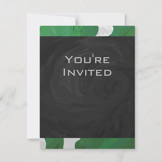 Cow Green und White Monogram Einladung (Vorderseite)