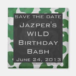 Cow Green und White Monogram Magnet