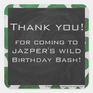 Cow Green und White Monogram Quadratischer Aufkleber