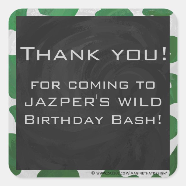 Cow Green und White Monogram Quadratischer Aufkleber (Vorderseite)