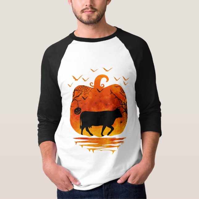 COW HALLOWEWEE PUMPKIN COSTUME COW LOVER AUTUMN T- T-Shirt (Vorderseite)