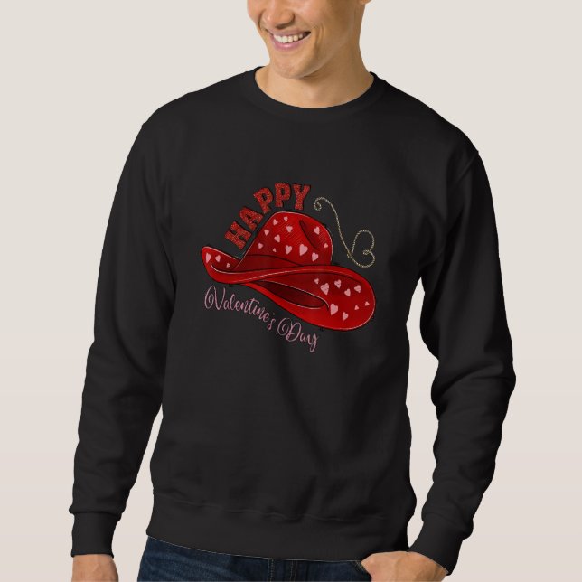 Cow Hat Valentine's Day Be Howdy Western Cowhide L Sweatshirt (Vorderseite)