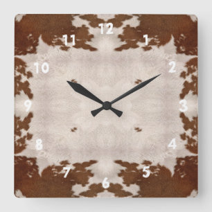 Cow Hide Pattern clock Quadratische Wanduhr